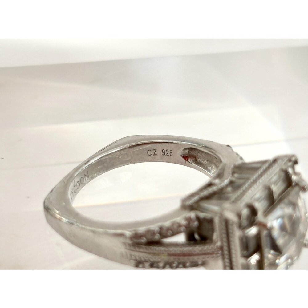 SOLD - Princess Cut Sterling Silver Gemstone Split Shank CZ Vintage Ring - 7.25 - Picture 10 of 10